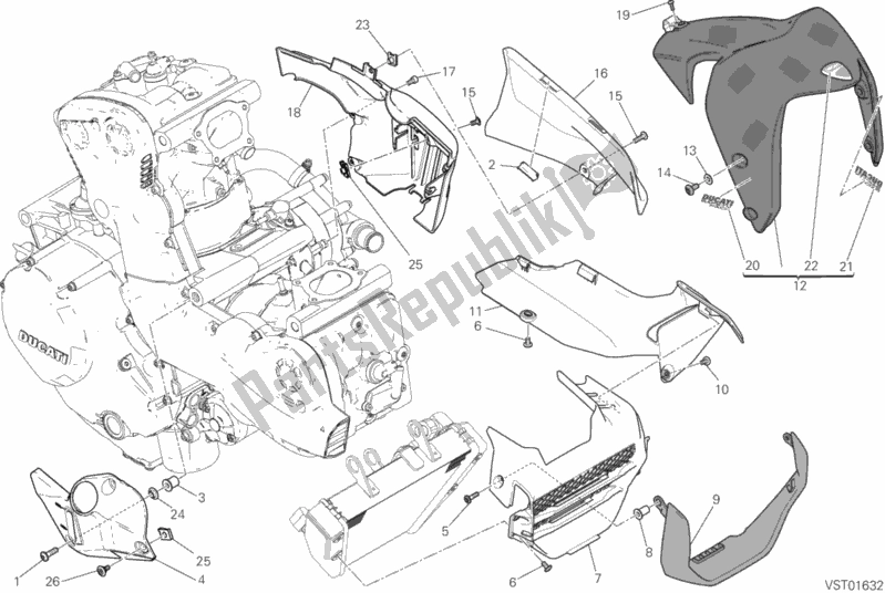 Todas as partes de Meia Carenagem do Ducati Monster 1200 25 2019